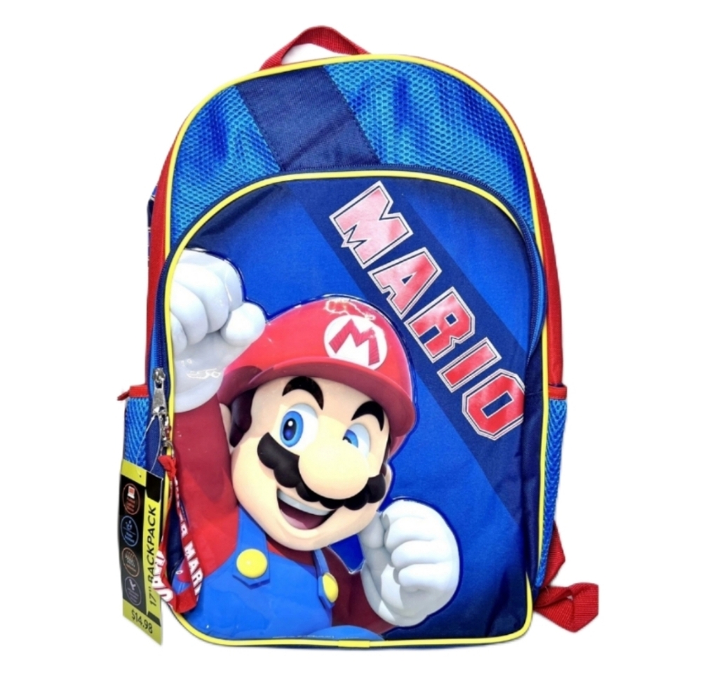 SUPER MARIO BROS. 17" Premium School Backpack NWT